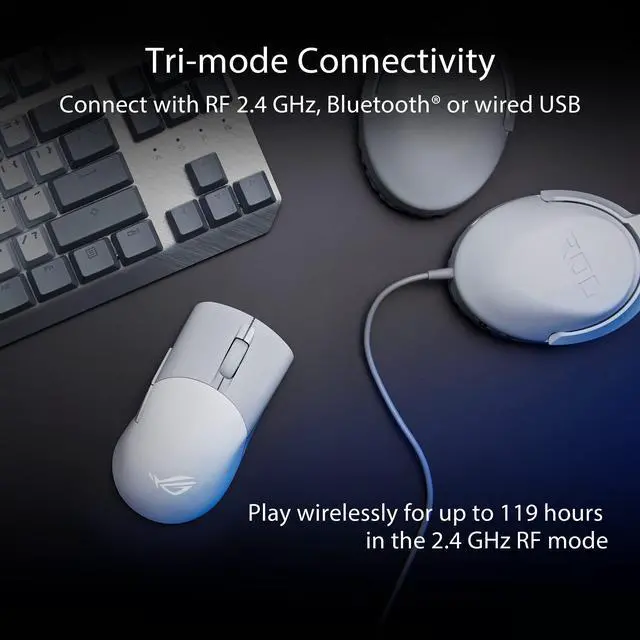 Alt view image 7 of 7 - Keris Wireless Aimpoint Gaming Mouse Right-Handed Ergonomic, 75g, Tri-Mode Connectivity, 42K DPI, up to 119Hr Battery, PC/Mac Support - White