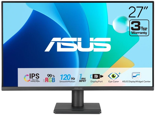 Main image of VA279QG 27 Inch 1080P 120Hz Eye Care Gaming Monitor, HDMI, DisplayPort IPS, Full HD, 99% sRGB, VGA, Frameless, Adaptive-Sync, 1ms, Speakers, Low Blue Light, Flicker Free, VESA Wall Mount