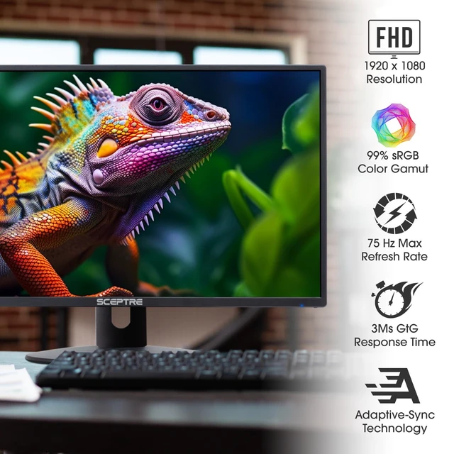 Alt view image 3 of 7 - 24-inch Prime Monitor Thin 1080p LED Monitor 99% sRGB 2X HDMI VGA Build-in Speakers, Machine Black (E248W-19203R 2025 Series)