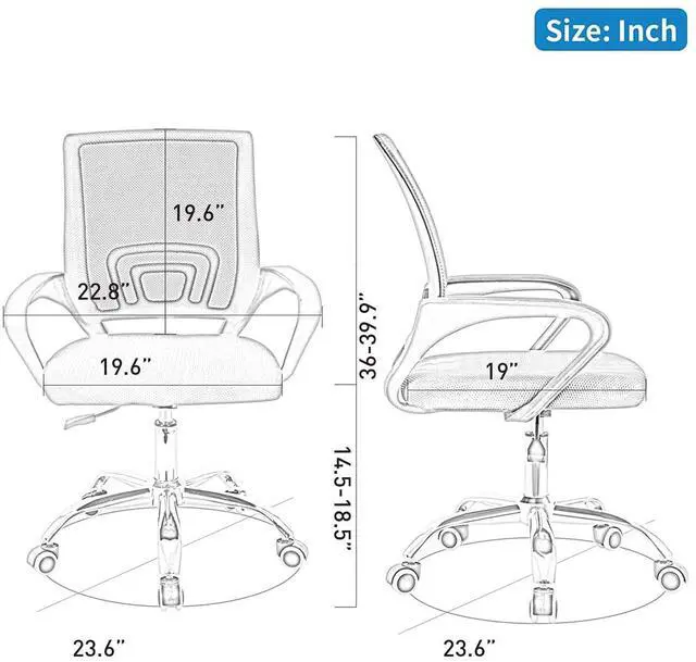 Alt view image 3 of 7 - Ergonomic Office Chairs Set of 4, Swivel Rolling Conference Room Chair, Mesh Computer Desk Chairs with Lumbar Support and Wheel, 4 Pack