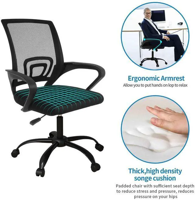 Alt view image 4 of 7 - Ergonomic Office Chairs Set of 4, Swivel Rolling Conference Room Chair, Mesh Computer Desk Chairs with Lumbar Support and Wheel, 4 Pack