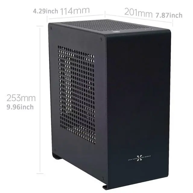 Alt view image 2 of 5 - ZZEW A1P Mini-ITX Case, Micro ITX PC Case, Mini Computer Case in Black Color, Full Aluminum Small Gaming Case with 3.0 Dual Reverse PCI Riser Cable