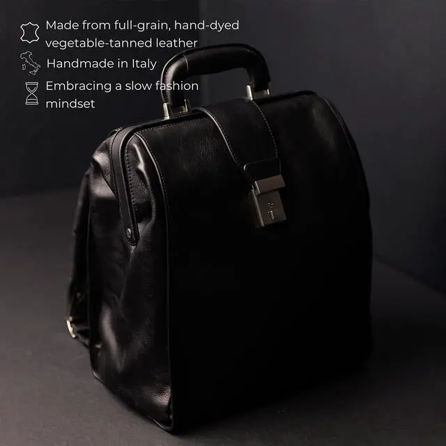 Alt view image 2 of 5 - Time Resistance Leather Backpack for Men and Women - Business Rucksack Laptop Bag (Black)