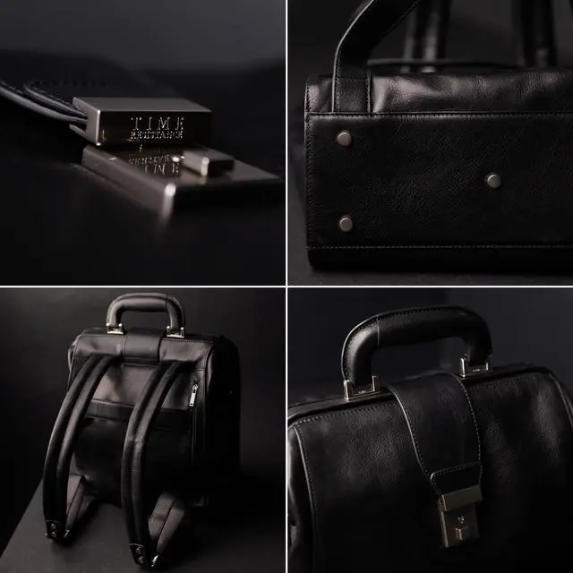 Alt view image 4 of 5 - Time Resistance Leather Backpack for Men and Women - Business Rucksack Laptop Bag (Black)