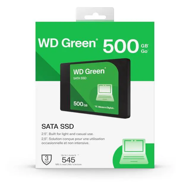 Alt view image 4 of 4 - Western Digital WD Green SATA 500GB, Up to 545MB/s, 2.5 Inch/7 mm, 3Y Warranty, Internal Solid State Drive (SSD) (WDS500G5G0A-00CPT0)