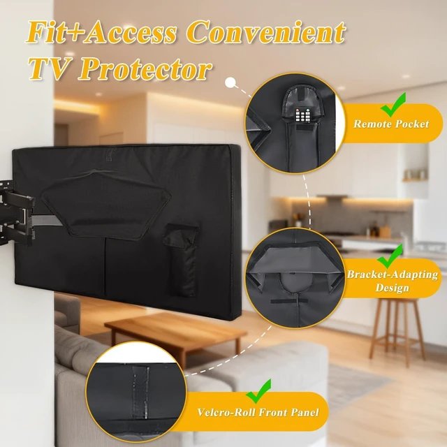 Alt view image 5 of 5 - All-Weather outdoor tv cover 50 inch weatherproof for 4850" Outdoor TVs, 600D Oxford PU-Coated Waterproof Dustproof Sunproof outdoor tv cover, Front Zipper Roll-Up Design