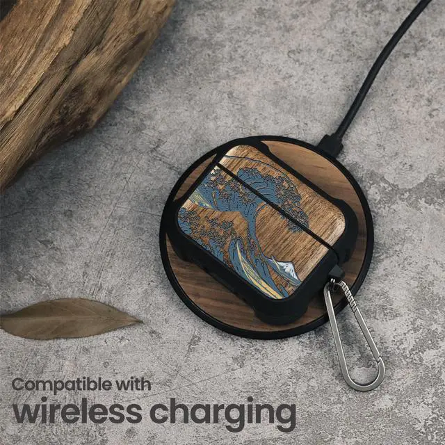 Alt view image 5 of 5 - Patterit for AirPods Pro 2 Case, Shockproof Cover with Quick Released Keychain, Compatible with Airpods Pro Case 2nd / 1st Generation (2023/2022/2019), Hand-Drawn (Great Wave) Waln