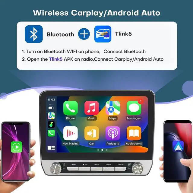 Alt view image 3 of 5 - Car Radio for Dodge Challenger & Dodge Avenger 2008-2014 Stereo Replacement Upgrade 8core 4+32GB Touch Screen Wireless CarPlay & Android Auto Head Unit GPS Navigation Bluetooth WiFi DSP SWC FM/