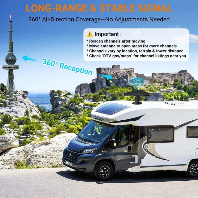 Alt view image 4 of 5 - Digital RV TV Antenna for Camper, Outdoor RV Antenna Roof Mount