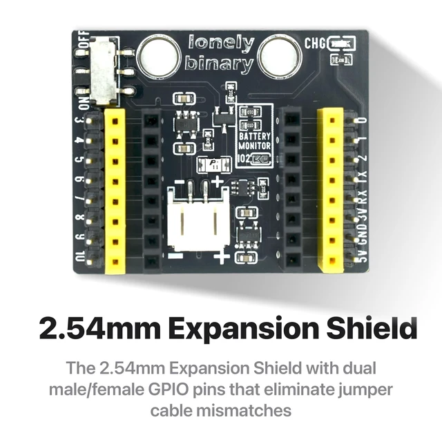 Alt view image 4 of 5 - Lonely Binary 3-Pack ESP32-C3 OLED WiFi BLE LiPo Shield for C++