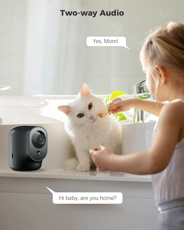 Alt view image 4 of 5 - COCOCAM 2K Indoor Pan/Tilt WiFi Security Camera with 5200mAh Battery