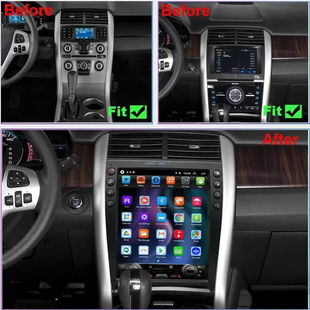 Alt view image 2 of 5 - QLED 8-Core Radio for Ford Edge 2011 2012 2013 2014 Upgrade,Touch Screen Stereo,Support Carplay and Android Auto,Free Back Camera