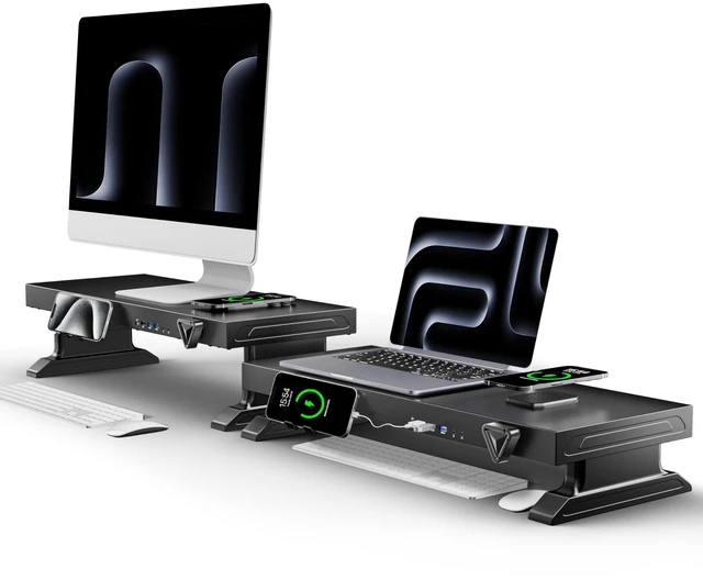 Main image of GECKOSTROLL Computer monitor stand (Manually adjustable height, Wireless charging version 600)