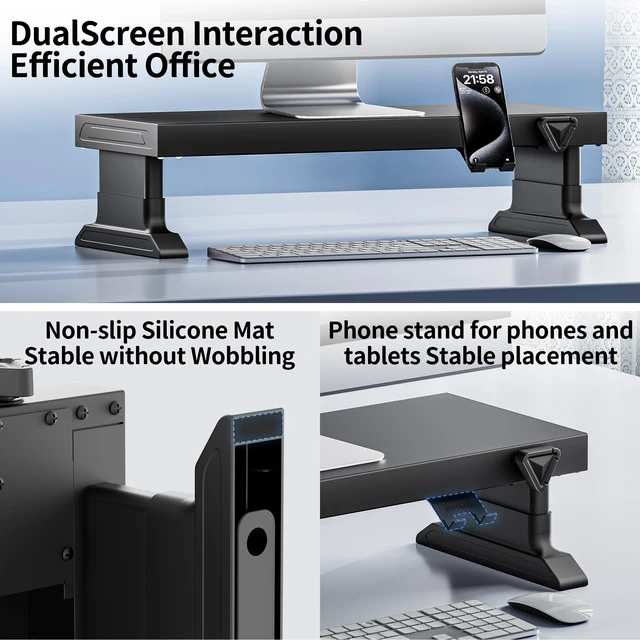 Alt view image 3 of 5 - GECKOSTROLL Computer monitor stand (Manually adjustable height, Wireless charging version 600)