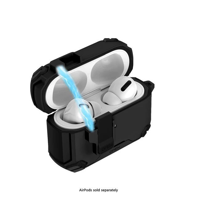 Alt view image 4 of 5 - SaharaCase - AirPods Pro 3 Case - MagSafe, Heavy-Duty, Secure Lock ^^ Raider Series - Black