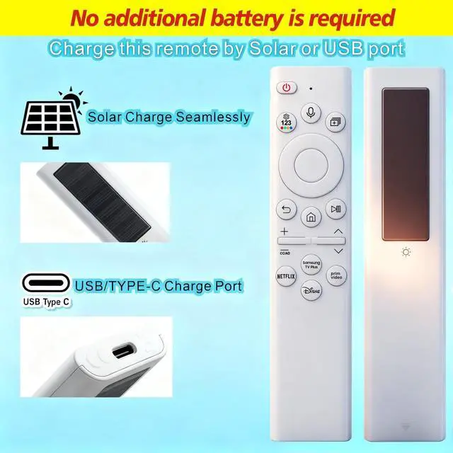 Alt view image 2 of 5 - Voice Remote Control Replacement for Samsung Smart TV Remote Controller with Voice Function, for Samsung Crystal UHD QLED 4K 8K Smart TVs(2020/2021/ 2022) (BN59-01391A Solar)