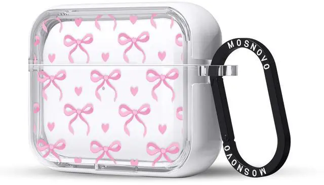 Main image of MOSNOVO for Airpods Pro & Airpods Pro 2 Case, Protective Clear Case with Shockproof Dual Layer Hard Luxe Metal Ring Designed for Airpods Pro 2 Generation - Bowtiful Love