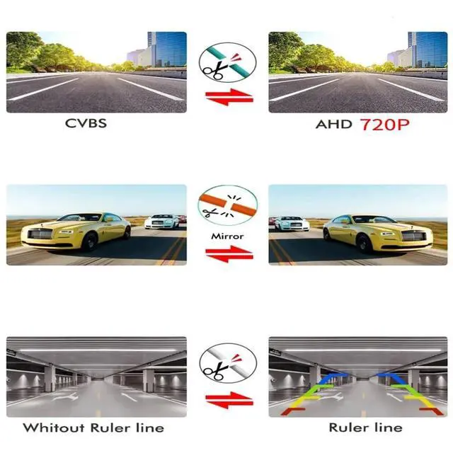Alt view image 3 of 5 - aSATAH AHD 720P/CVBS Car Rear View Camera's Fisheye Lens License Plate Camera with RCA Cable & Vehicle Camera for Hyundai Accent MC Avante Elantra Sonata Tucson Veracruz KIA & Backup Golden Camera