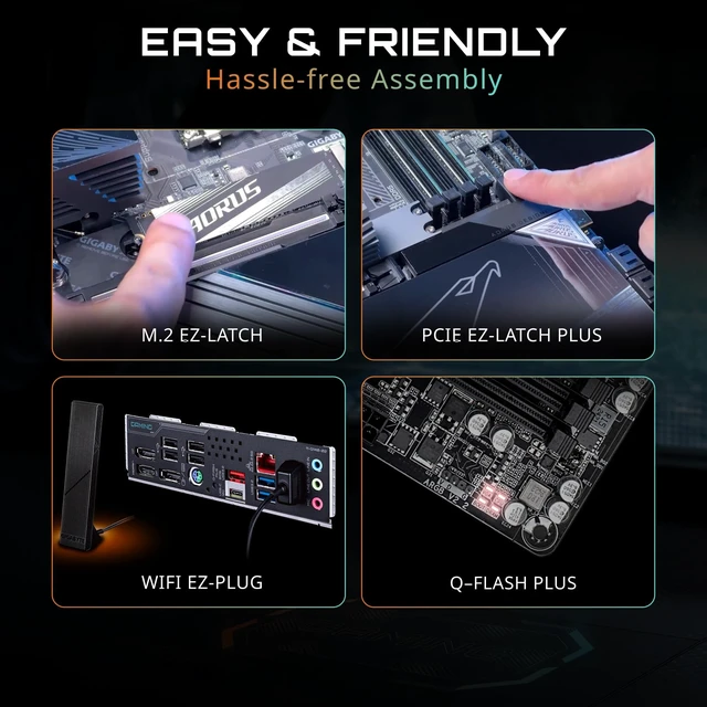 Alt view image 4 of 5 - GIGABYTE B850 AORUS Elite WIFI7 ICE AMD AM5 ATX Motherboard, Support AMD Ryzen 9000/8000/7000 Series, DDR5, 14+2+2 Power Phase, 3X M.2, PCIe 5.0, USB-C, WIFI7, 2.5GbE LAN, EZ-Latch, 5-Y