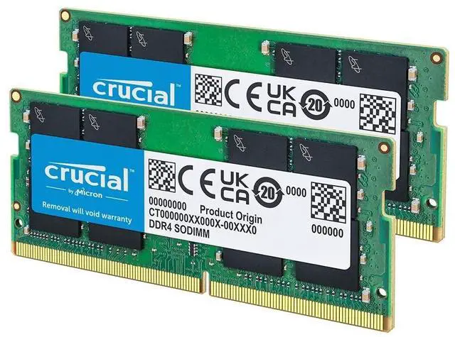 Main image of Crucial 32GB DDR4 RAM Kit (2x16GB), 3200MHz (PC4-25600) CL22 Laptop Memory, SODIMM 260-Pin, Downclockable to 2933/2666MHz, Compatible with 13th Gen Intel Core and AMD Ryzen 7000 - CT2K16G4SFRA32
