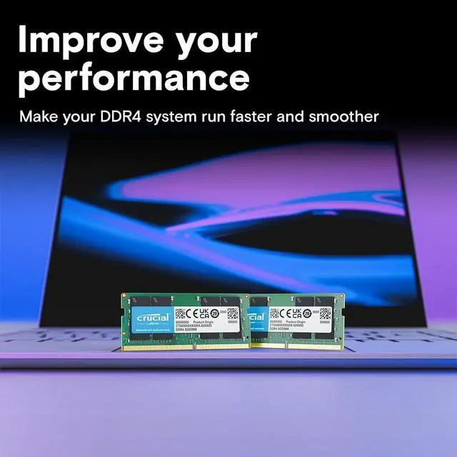 Alt view image 3 of 5 - Crucial 32GB DDR4 RAM Kit (2x16GB), 3200MHz (PC4-25600) CL22 Laptop Memory, SODIMM 260-Pin, Downclockable to 2933/2666MHz, Compatible with 13th Gen Intel Core and AMD Ryzen 7000 - CT2K16G4SFRA32