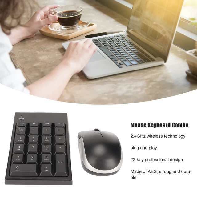 Alt view image 2 of 5 - Sanpyl Number Pad Mouse Combo, Portable 2.4G USB 22 Keys 1200DPI Mouse Numeric Keypad Set, Numeric Keyboard with Mouse for Laptop, Desktop