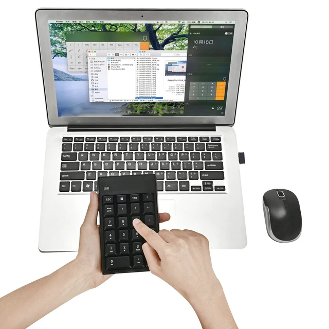 Alt view image 4 of 5 - Sanpyl Number Pad Mouse Combo, Portable 2.4G USB 22 Keys 1200DPI Mouse Numeric Keypad Set, Numeric Keyboard with Mouse for Laptop, Desktop