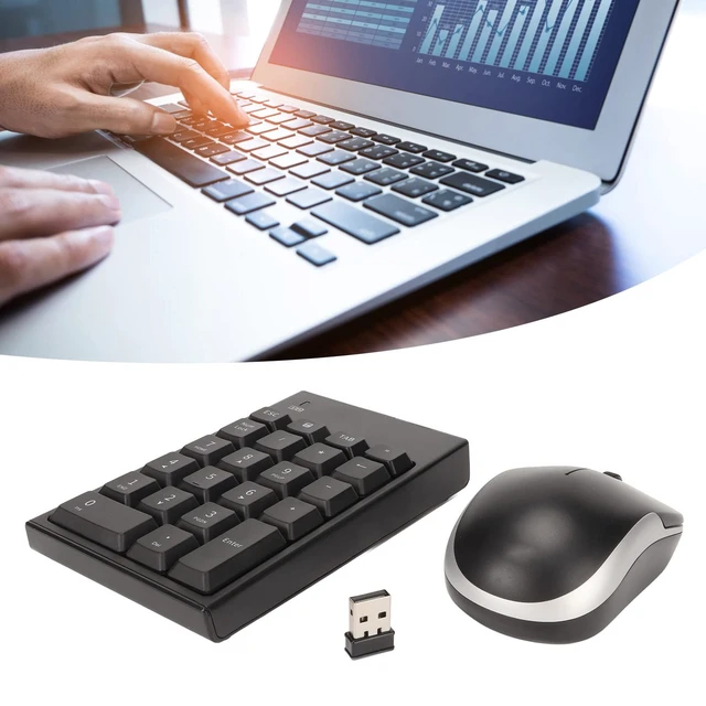 Alt view image 5 of 5 - Sanpyl Number Pad Mouse Combo, Portable 2.4G USB 22 Keys 1200DPI Mouse Numeric Keypad Set, Numeric Keyboard with Mouse for Laptop, Desktop