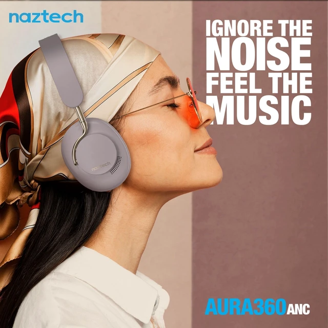 Alt view image 2 of 5 - Naztech Aura 360 - Vintage 24HR+ Talk Time w/ANC Over Ear Bluetooth Wireless Headphone Headphones for Travel and Leisure, Multipoint Connection Dual Voice Mic.