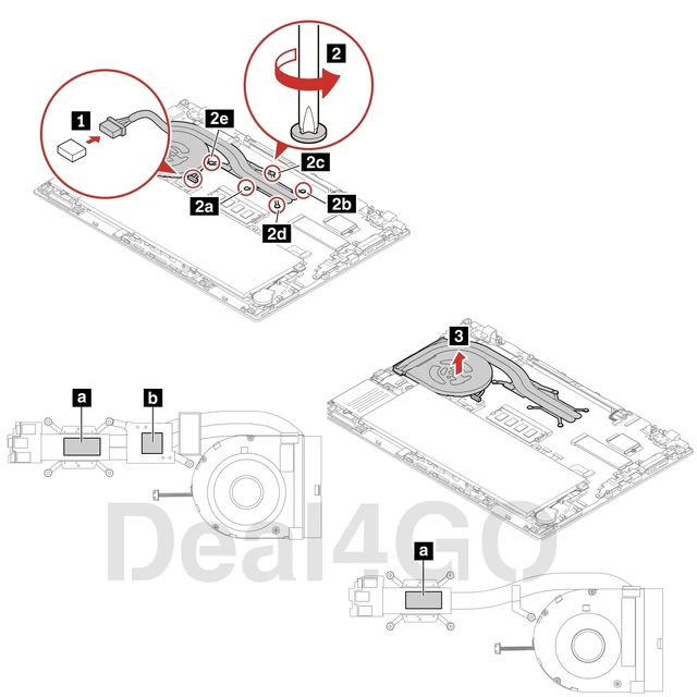 Alt view image 3 of 5 - Deal4GO CPU Cooling Fan & Heatsink 5H41B77187 5H40S72946 Replacement for Lenovo ThinkPad T14 P14s Gen 1 2 with AMD CPU (UMA)