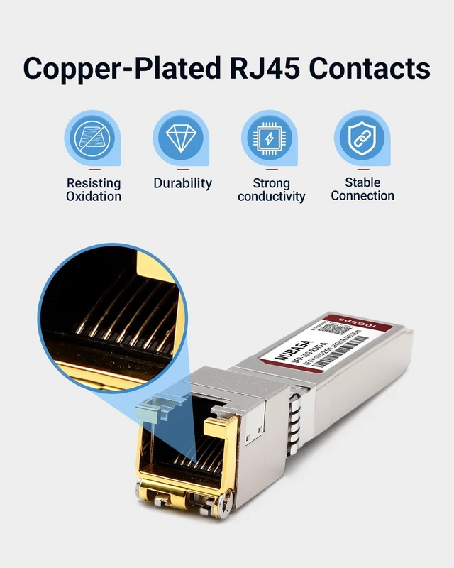 Alt view image 4 of 5 - NUBASA SFP+ to RJ45 10Gb Adapter ^^ 10G/5G/2.5G/1.25GB Auto-Sensing ^^ Ultra-Low Power < 2W ^^ Up to 30m, Plug-Play ^^ for Cisco/Ubiquiti/Netgear/Fortinet and More