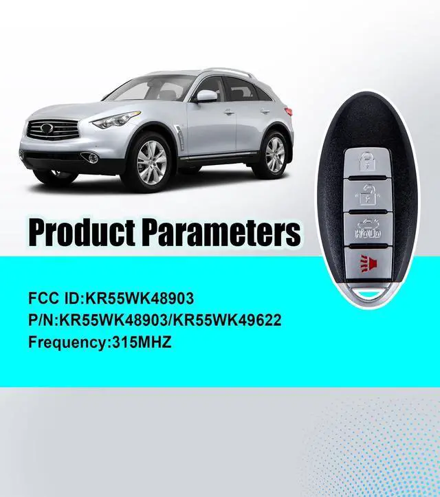 Alt view image 3 of 5 - Remote2program Smart Proximity Car Key Keyless Entry Remote DIY Kit Replacement for 2007-2012 Nissan Altima Maxima/2009-2012 Infiniti FX35/G37/FX50 KR55WK48903 KR55WK49622 (1PCS Remote Kit)
