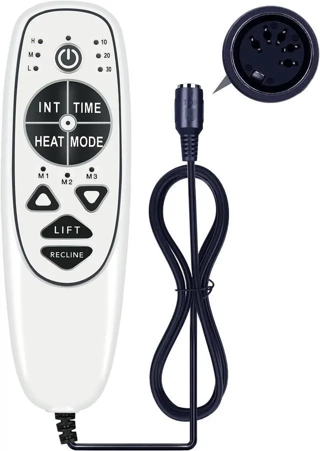 Main image of FQOUG 5 Pin Female Plug 9 Button DN-34A Recliner Remote Controller for Lift Recliner Chair, with Heat Vibration Massage & Up/Down