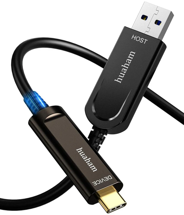 Main image of huaham USB A to USB C Fiber Optic Cable 33FT, 10Gbps USB 3.2 Gen2 Active Cable with Germany SiliconLine Chip, Ultra Slim & Long Distance for Logitech 4K Camera,VR/AR,Video Conference