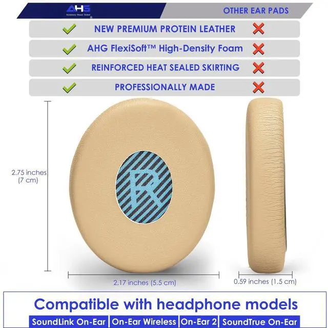 Alt view image 5 of 5 - SoundLink OE Headphone Ear pad Cushion + Silicone Cover Protector. Compatible with Bose SoundLink OE, On-Ear Wireless, On-Ear 2 (OE2/OE2i) SoundTrue OE (AHG-Sloe-Beige-EP-Silicone-Combo)