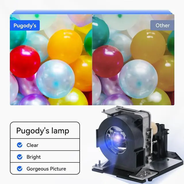 Alt view image 3 of 5 - Pugody NP39LP 100014157 A+ Quality Replacement Projector Lamp Bulb for NEC p502hl NP-P502H NP-P502W P502H P502W NEC P502H NEC P502W with Housing