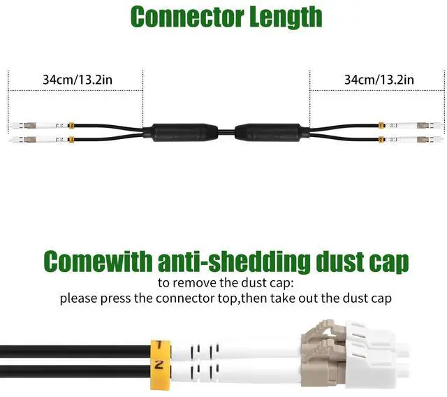 Alt view image 2 of 4 - Fibergaga-200M(656ft) OM3 LC to LC Fiber Patch Cable, Multimode Outdoor Armored Direct Burial Fiber Optic Cable Cord, 10GB/40GB Jumper Duplex 50/125um with Pulling Eye Kit Installed on one end