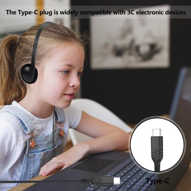 Alt view image 2 of 5 - CNSZSLZ USB C Headphones Bulk 30 Pack for Classroom School Kids,USB Type C Headphones Class Set for Student Children Compatible with Pad Smartphones Tablet Chromebooks LaptopsTesting (Black)