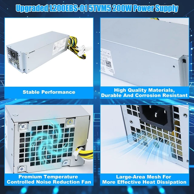 Alt view image 5 of 5 - Upgraded L200EBS-01 5TVM5 200W Power Supply H200EBS-01 PSU Compatible with Dell Optiplex 3060 3050 3050M 7050 7060 3080 5080 7080 MT Dell Inspiron 3470 L200EBS-01 H200EPS-01 VFXXF PA-2201-3DB K9