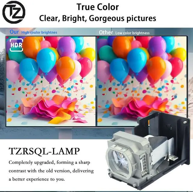 Alt view image 2 of 5 - TZRSQL VLT-HC6800LP /915D116O13 Replacement Projector Lamp Bulb for Mitsubishi HC6800 HC6800U with Housing
