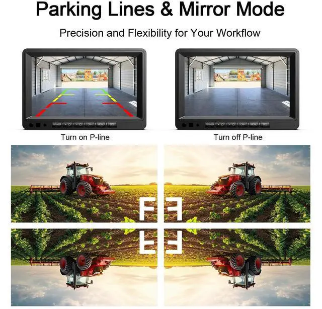 Alt view image 5 of 5 - Fookoo 7" AHD 1080P Wired Backup Dual Camera System, Waterproof Vibration-Proof Rear View Cameras IR Night Vision for Tractor/Excavator/Harvester/Bulldozer/Crop Sprayer/Agricultural Equipment - DY702