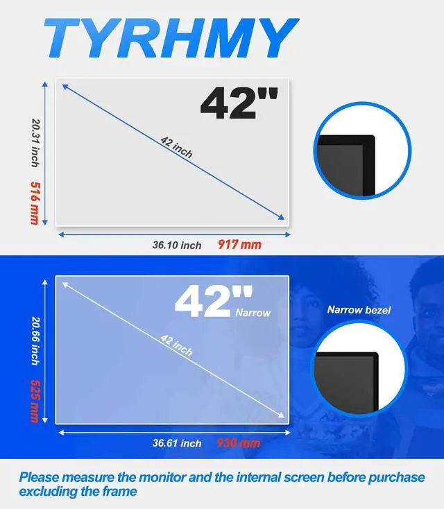 Alt view image 2 of 5 - TYRHMY 42 Inch Anti Glare TV Screen Film with Blue Light Filter, Matte Finish for Reducing Glare, Controlling Reflections, and Enhancing TV Viewing Comfort (42 inch)