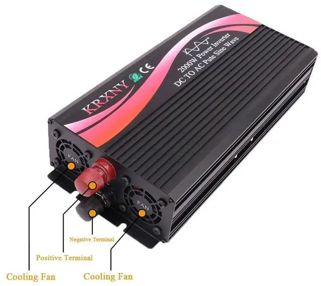 Alt view image 5 of 5 - KRXNY 2000W Power Inverter 72V DC to 120V AC Pure Sine Wave Converter with Digital Display for RV Car Off Grid Home Solar