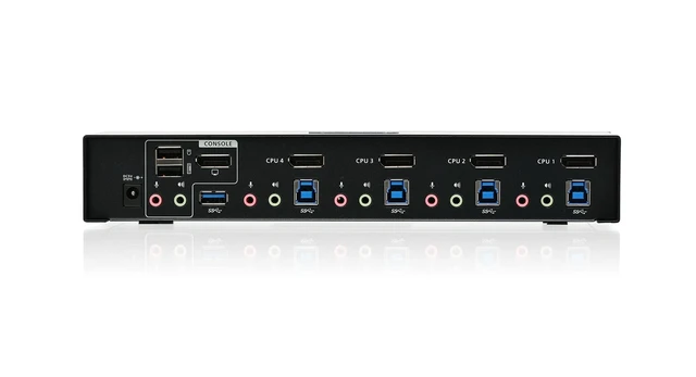 Alt view image 5 of 5 - IOGEAR 4-Port DisplayPort KVMP Switch - 4K 60Hz - 2-Port USB 3.1 Hub 5Gbps - Keyboard Mouse Input - 7.1 HD Audio - Front Panel Selector - TAA Compliant - Mac/Win - GCS1934