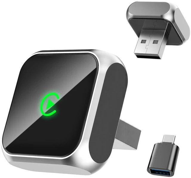 Main image of 2-in-1 Wireless CarPlay Adapter for Apple iPhone USB-A/USB-C Plug & Play
