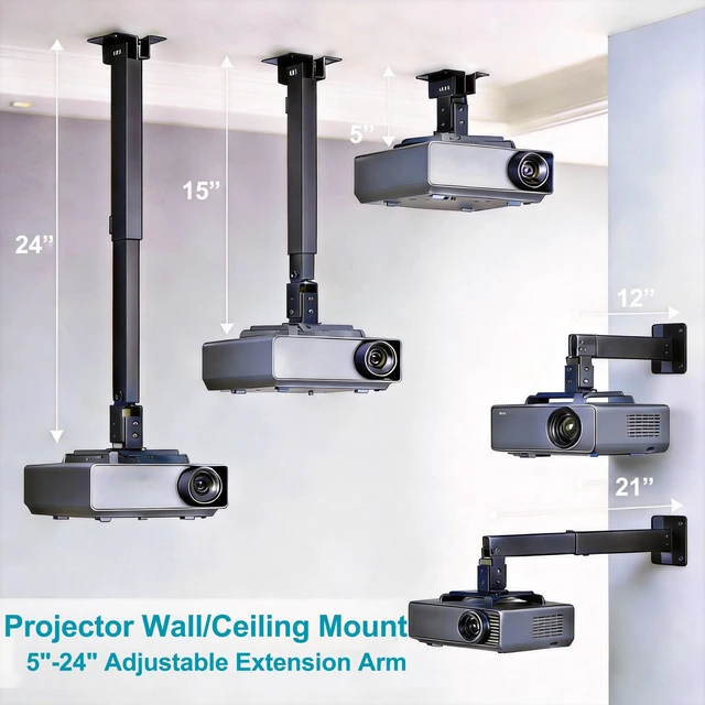 Alt view image 2 of 5 - bluedery Projector Ceiling/Wall Mount, Adjustable Height & Arms, Black
