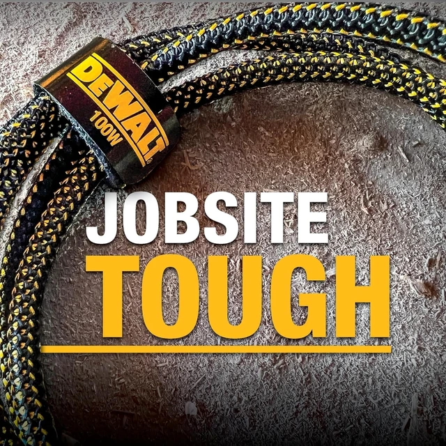 Alt view image 3 of 5 - DEWALT Heavy Duty 100W USB C Cable, Jobsite 100 Watt USB C Cable, High Speed Type-C to Type-C, Fast Charge PD USBC Fast Charging Cord for iPhone 17/18/16/15 Plus Pro Max MacBook iPad, 10 ft