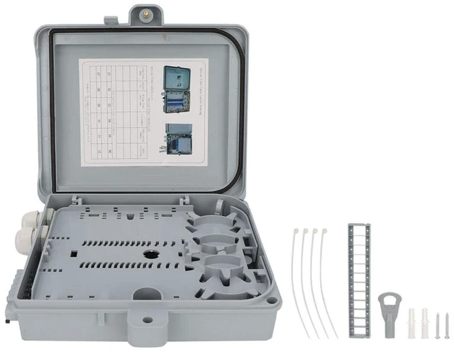 Main image of Fiber Optical Terminal Box IP65 12 Core FTTH Fiber Optic Distribution Enclosure 9.84 x 8.66 x 2.56inch
