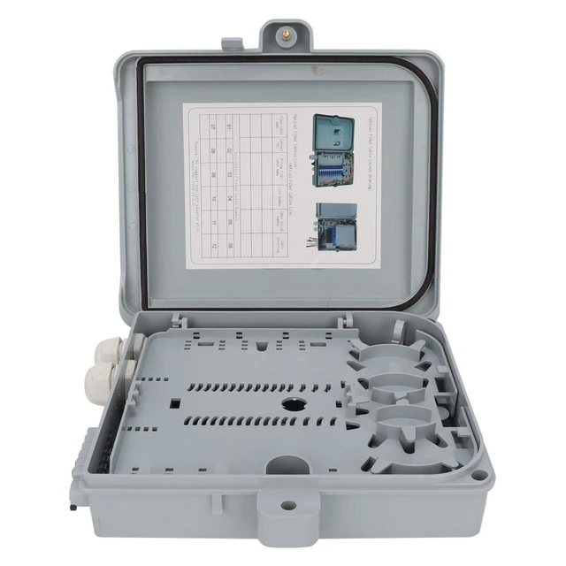 Alt view image 5 of 5 - Fiber Optical Terminal Box IP65 12 Core FTTH Fiber Optic Distribution Enclosure 9.84 x 8.66 x 2.56inch