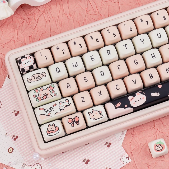 Alt view image 3 of 5 - ZERRIOY Kawaii Pink Cute Rabbit 130 Keys PBT Dye-Sublimation Keycaps